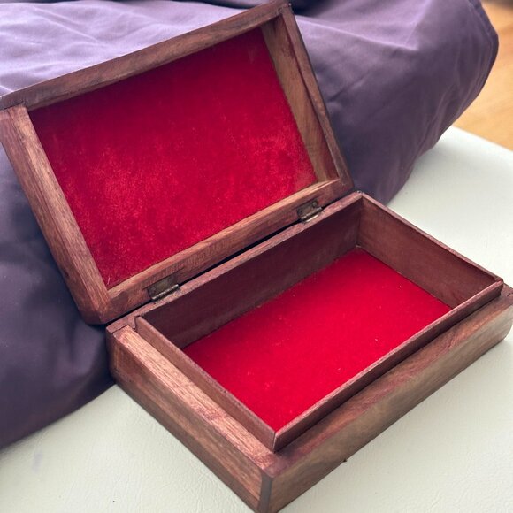 Handcrafted Indian Wooden Jewelry Box - Picture 2 of 2